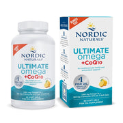 Nordic Naturals Ultimate Omega CoQ10 lemon bottle for daily wellness.