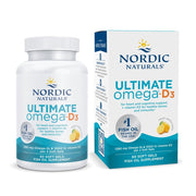Nordic Naturals Ultimate Omega-D3 lemon bottle; high omega-3 with vitamin D3 for daily support.