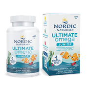 Nordic Naturals Ultimate Omega Jr. strawberry bottle, kid-friendly omega-3 supplement for brain support