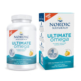 Nordic Naturals Ultimate Omega Lemon bottle front supports heart and brain health with omega-3 potency.