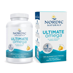 Nordic Naturals Ultimate Omega lemon bottle supports heart and brain health.