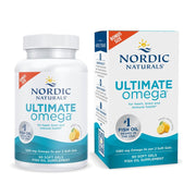 Nordic Naturals Ultimate Omega lemon soft gels bottle may support heart and brain function.