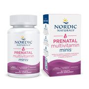 Nordic Naturals Vegetarian Prenatal Minis bottle front view emphasizes easy-to-swallow design