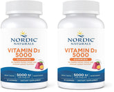 Nordic Naturals Vitamin D3 5000 Gummies bottle with passion fruit flavor for daily immune support