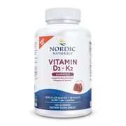 Nordic Naturals Vitamin D3 and K2 Gummies bottle on counter highlighting bone health support