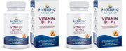 Nordic Naturals Vitamin D3 K2 orange bottle showing 60 soft gels for bone support.
