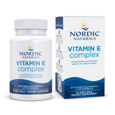 Nordic Naturals Vitamin E Complex bottle with soft gels for antioxidant support.