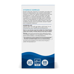 Nordic Naturals Vitamin E Complex label highlights six forms of vitamin E.