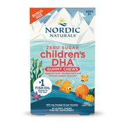 Nordic Naturals Zero Sugar Children's DHA Gummies Tropical Punch bottle; kid-friendly omega-3 source