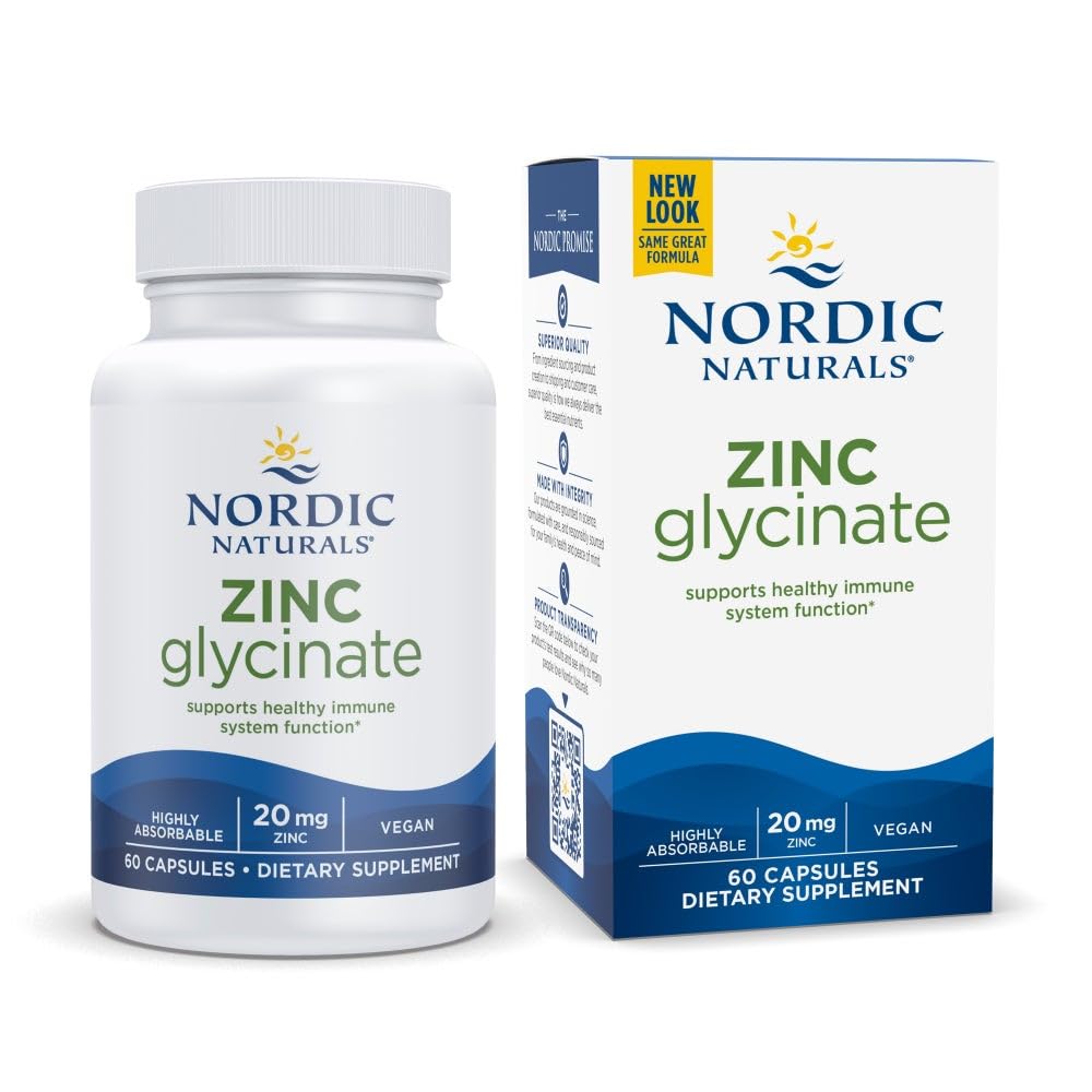Nordic Naturals Zinc Glycinate bottle showing the product for daily wellness