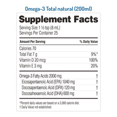 NORSAN Omega-3 Total Liquid bottle side label highlighting marine origin.