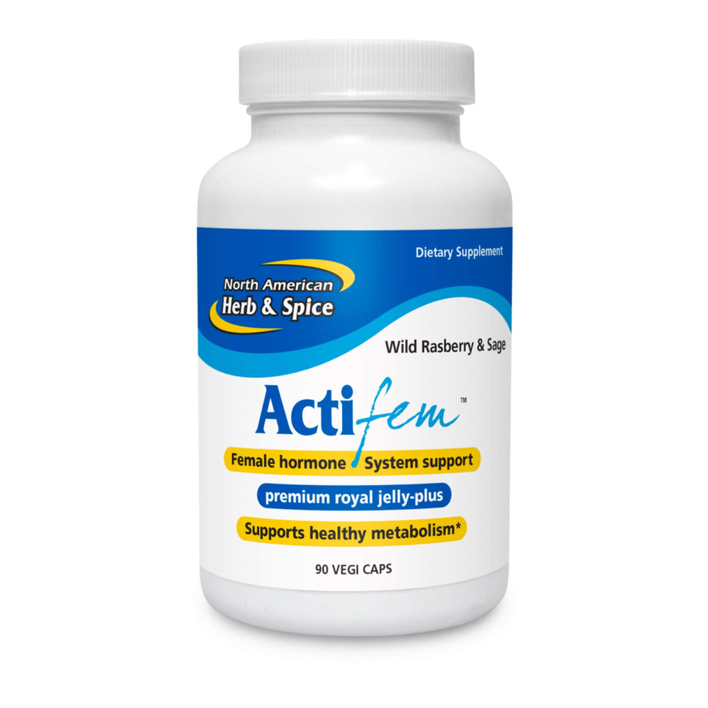 ActiFEM bottle on display for daily hormonal balance and wellness.