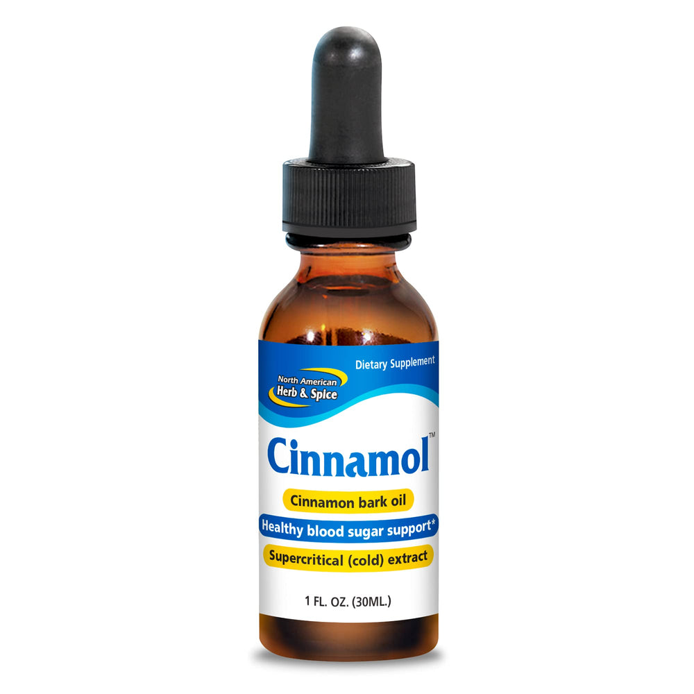 North American Herb & Spice Cinnamol bottle showcases concentrated cinnamon oil for easy dosing.