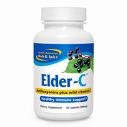 North American Herb & Spice Elder-C bottle showcases potent elderberry concentrate for daily immune support