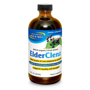 NORTH AMERICAN HERB & SPICE ElderClenz bottle being poured for daily wellness.
