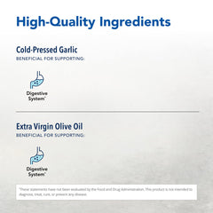 Garlex ingredients in glass emphasize cold-pressed oils for rich flavor.