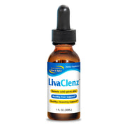 LivaClenz bottle pour showing oil blend for liver support.
