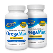 OregaMax 2-pack bottle front view for daily digestive and immune support.