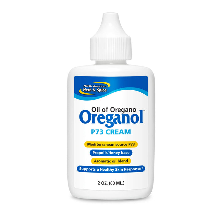North American Herb & Spice Oreganol P73 Cream jar displaying rich hydration.