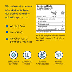 North American Herb & Spice Purely-C ingredients list close-up highlighting flavonoids.