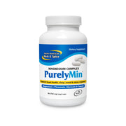 North American Herb & Spice PurelyMin bottle close-up highlighting magnesium complex for daily vitality.