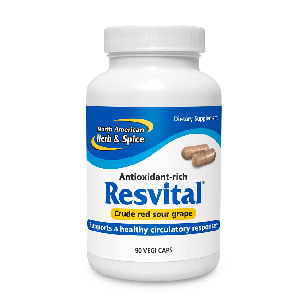 Resvital bottle front by North American Herb & Spice, natural antioxidant supplement.