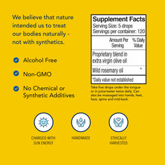Ingredients list highlights olive oil base and absence of additives.