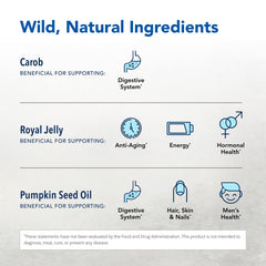 NORTH AMERICAN HERB AND SPICE Royal Oil label emphasizes non-GMO and pure ingredients