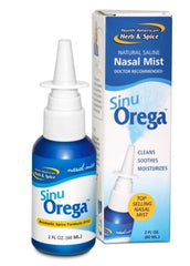 North American Herb & Spice SinuOrega nasal spray bottle for congestion relief and easy breathing