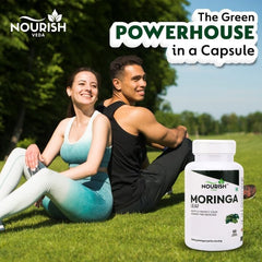 NOURISH VEDA 8:1 moringa extract detail highlighting potency.