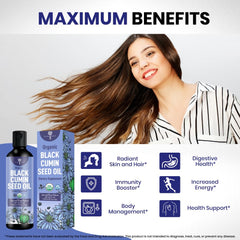 Nourishing Nutrients black seed oil bottle pour demonstrates easy dosing
