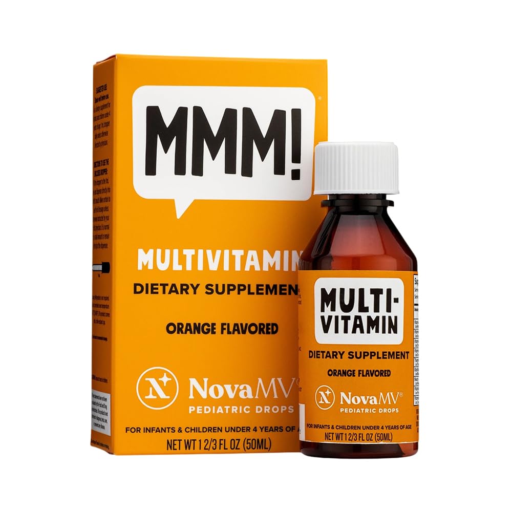 NovaFerrum MMM orange-flavored liquid bottle for kids, tasty and easy to take.