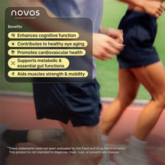 NOVOS Core Longevity Mix powder dissolving in water for a refreshing orange drink