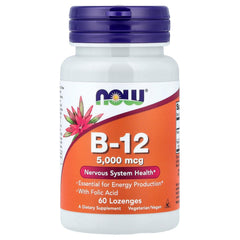 NOW B-12 5000 mcg bottle front view for daily support