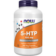 NOW Foods 5-HTP bottle front shows vegan capsules for mood support