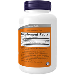 NOW Foods 5-HTP capsules close-up for easy daily use.