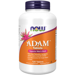 NOW Foods ADAM tablets bottle front for daily men's wellness.
