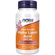 NOW Foods Alpha Lipoic Acid 600 mg bottle front view highlighting extra strength