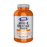 NOW Foods Amino-9 Essentials powder bottle front view for post-workout recovery support