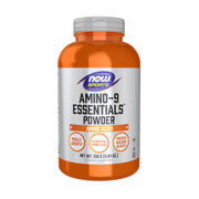 NOW Foods Amino-9 Essentials powder bottle front view for post-workout recovery support