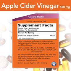 Now Foods Apple Cider Vinegar 450 mg bottle ready for daily capsule routine.