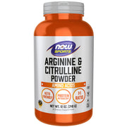 NOW Foods Arginine Citrulline powder bottle shows 1:1 ratio for amino acid balance.