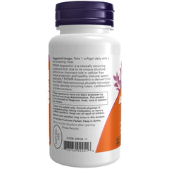 NOW Foods Astaxanthin 10mg softgels closeup of capsule quality.
