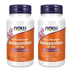 NOW Foods Astaxanthin 10mg softgels front view for daily antioxidant support.