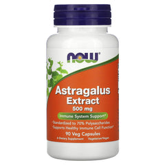 NOW Foods Astragalus label highlights 70% extract potency for vegan capsules