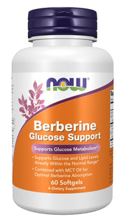 NOW Foods Berberine Glucose Support bottle for daily use and metabolism support.