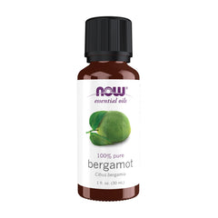 NOW Foods bergamot essential oil bottle with cap for safe storage and easy use