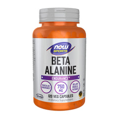 NOW Foods Beta-Alanine 750 mg bottle on shelf for endurance support