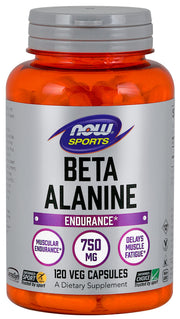 NOW Foods Beta-Alanine bottle front, showcasing label and potential endurance support during workouts.