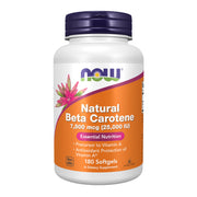 NOW Foods Beta-Carotene 25,000 IU softgels bottle for daily essential nutrition support.